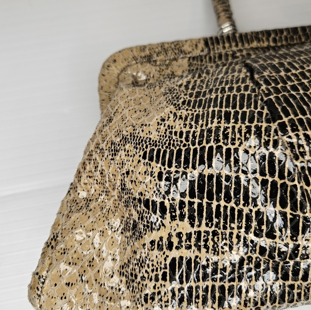 Hobo International Women’s Shiny Leather Snake Print Handbag – Clutch Style - Picture 9 of 16